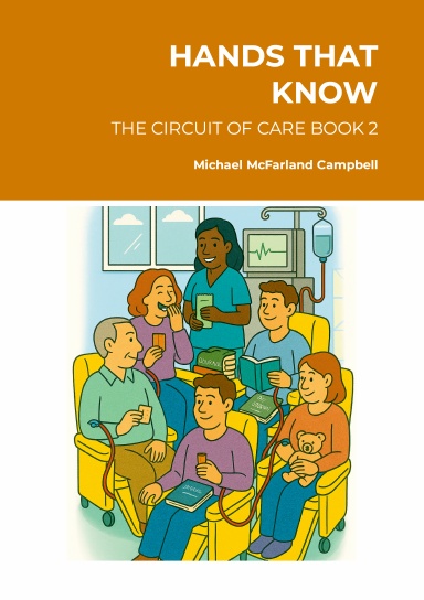 Cover of Hands that Know - The Circuit of Care Book 2. Available at https://www.lulu.com/shop/michael-mcfarland-campbell/hands-that-know/paperback/product-45j5mjy.html?page=1&pageSize=4
